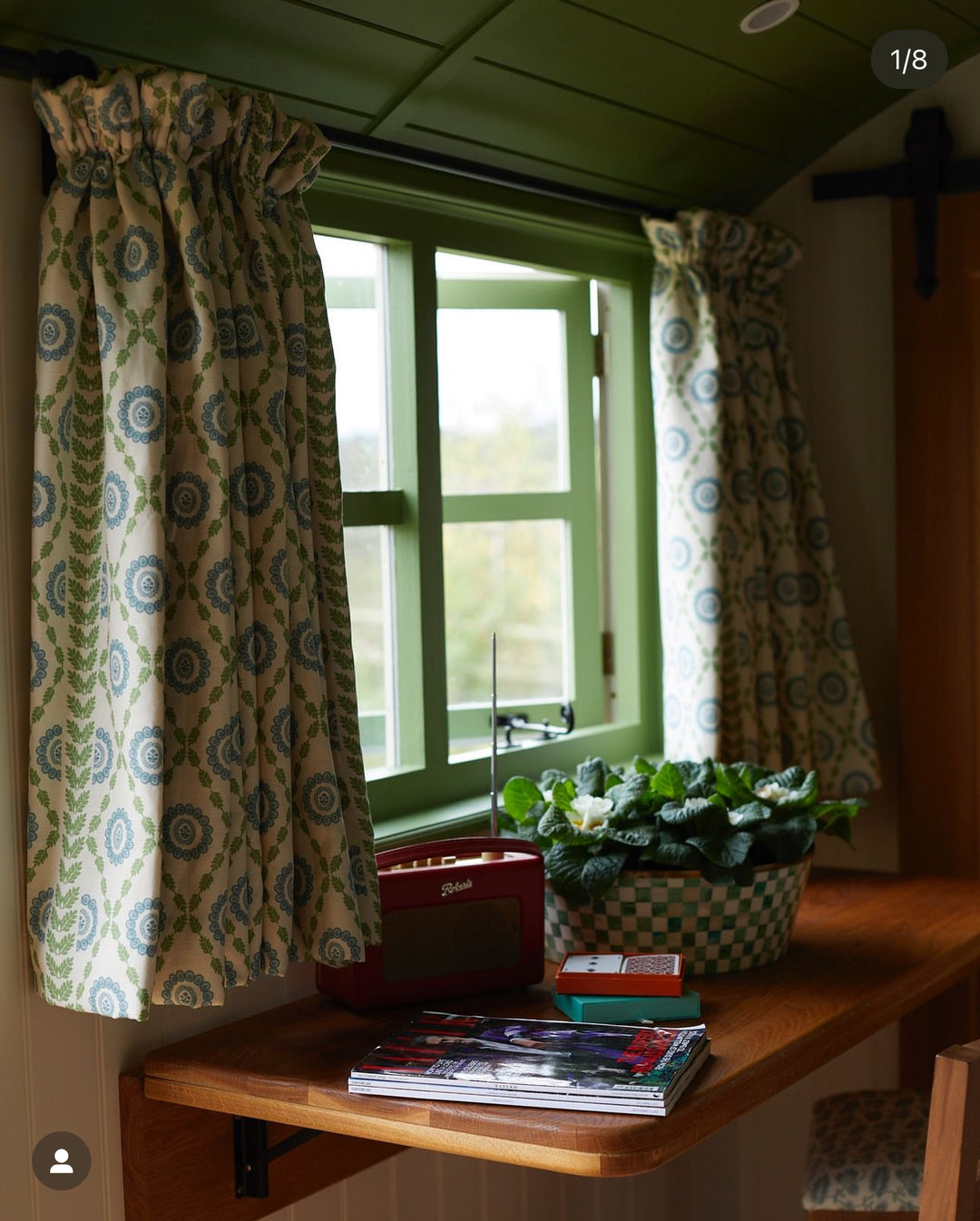 Piccadilly green curtains by Compton Smith