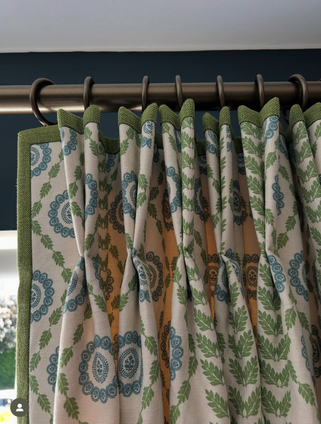 Piccadilly green curtains made by @westcothouse