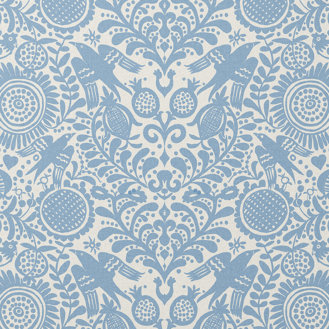 London Birds blue fabric combinations
