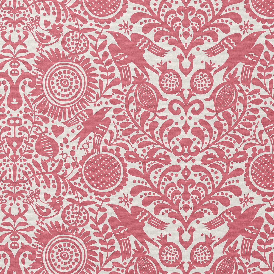 London Birds red fabric combinations