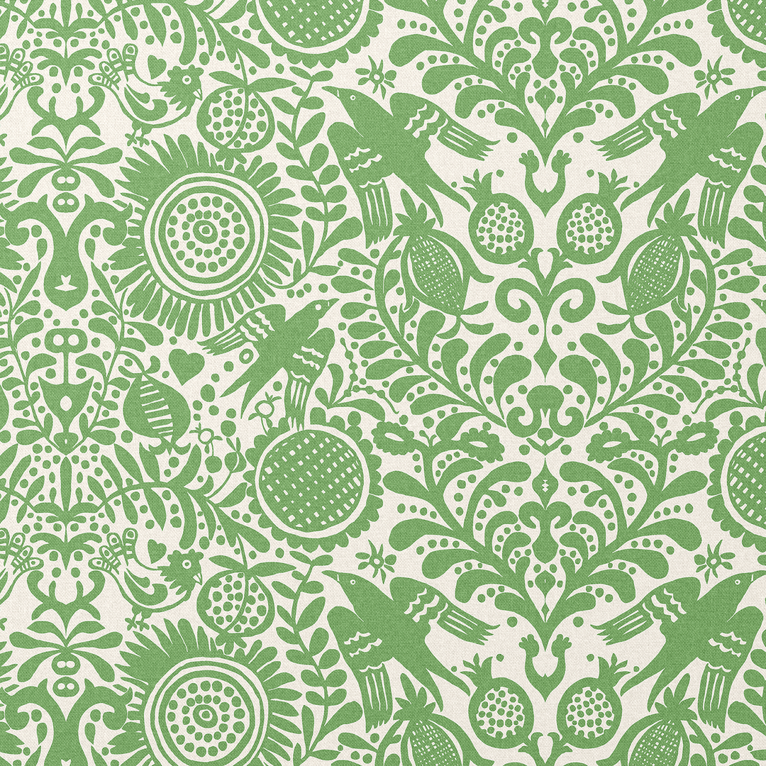 London Birds vert fabric combinations