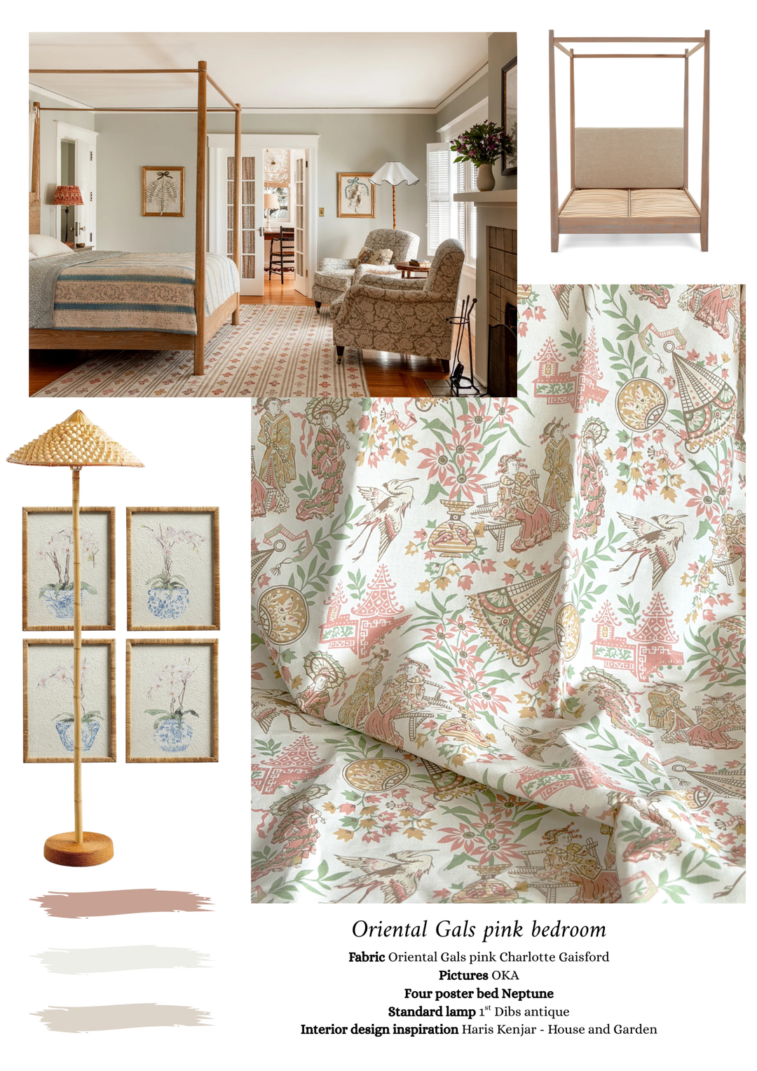 Oriental Gals pink fabric