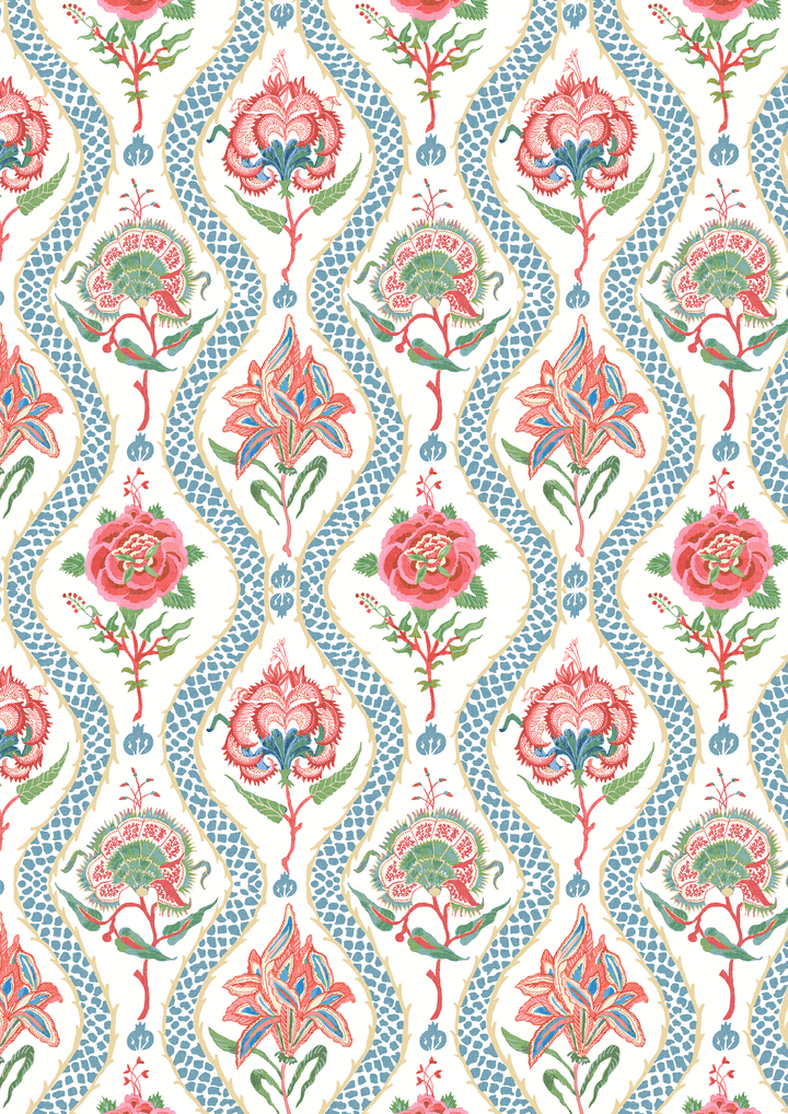 Chintzy blue wallpaper