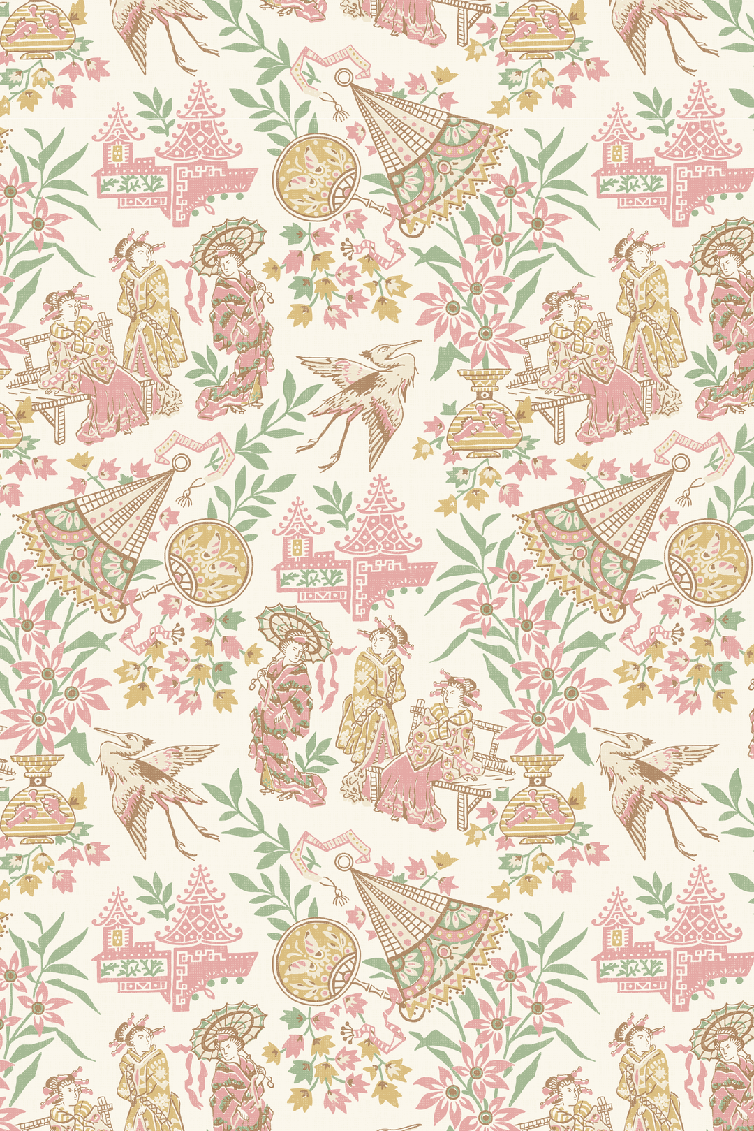 Oriental Gals pink wallpaper