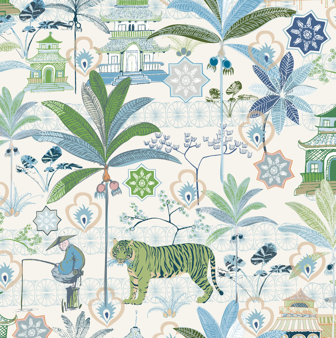 Papier peint vert tigre